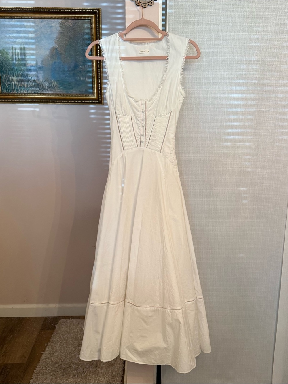 House of CB Solana White Cotton Waist Cinch Midi Sundress - Picture 5 of 8